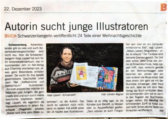 Autorin mit Illustrationen, die junge Illustratorinnen und Illustrator sucht.